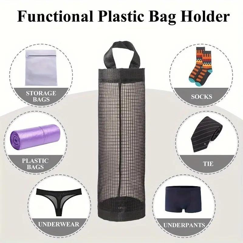 Random Color Mesh Hanging Plastic Bag Holder, 2 Counts Hangable Trash Bag Organizer, Household Sale Items, Hanging Storage Dispenser, Kitchen Organizer