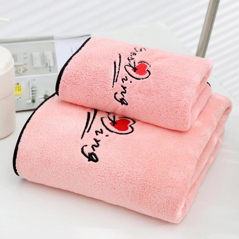 Soft Comfortable Hand Towel, 1 Count Coral Fleece Cozy Bath Towel, Water Absorption Shower Towel for Home Bathroom Washroom