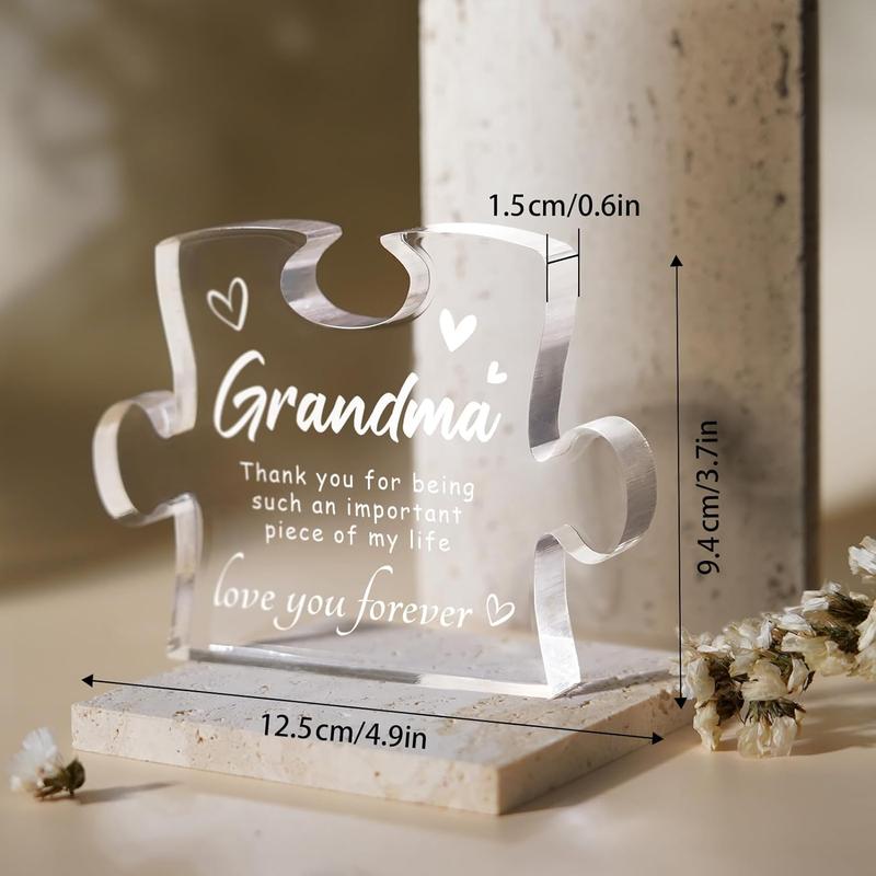 Gifts for Grandma, Grandma Birthday Gifts from Granddaughter Grandson, Christmas Mothers Day Thanksgiving Gifts for Grandma, Best Grandma Gifts Ideas - 4.9 x 3.7 inch Engraved Acrylic Block