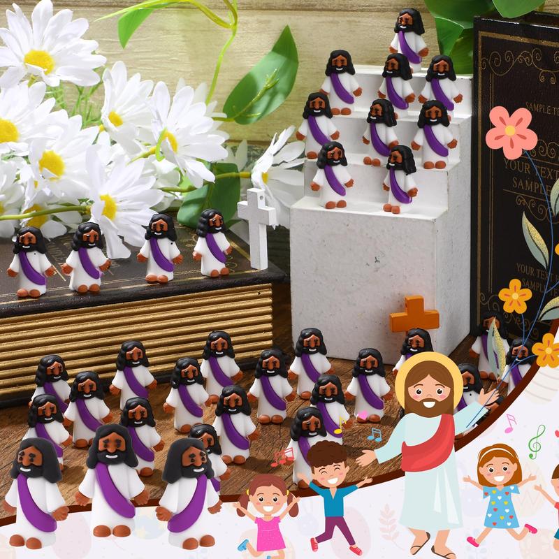 Little Black Jesus Figures 50 Pcs Cute Jesus Ornament Hide and Seek Religious Party Gift for Family Friend Religious Christmas Christian Baptism Gifts