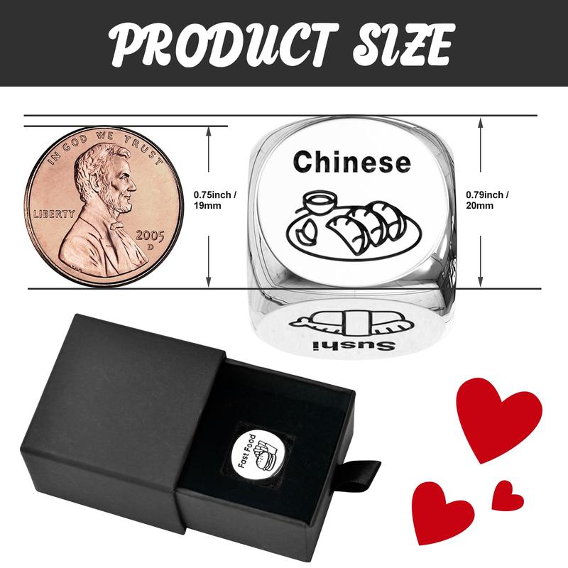 Stocking Stuffers for Women Men Adults, Christmas Gifts for Women Men,Anniversary Steel Food Decision Dice Gifts for Couples Girlfriend Boyfriend Wife Husband Funny White Elephant Gifts Valentines Day