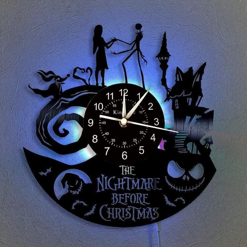 The Nightmare Before Christmas Vinyl Record Wall Clock LED Light 12