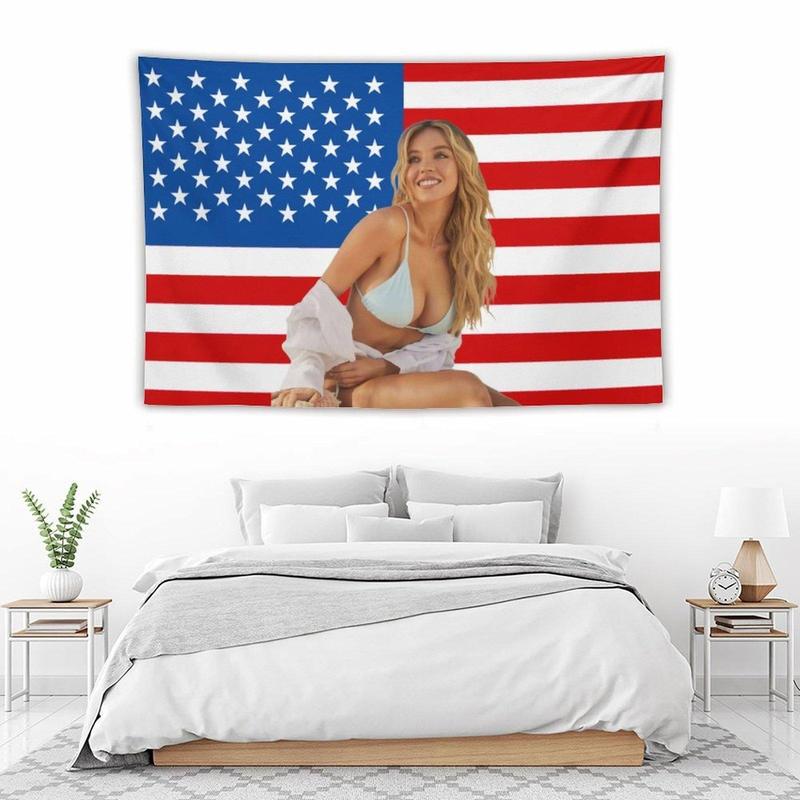 Sydney Star Sweeney American Funny Tapestry  Poster for Youth Dormitory Men's Den Bedroom Living Room Bedroom Decoration