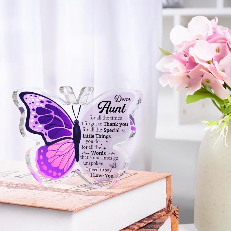 Aunt Gifts - Engraved Butterfly-shaped Acrylic Plaque 3.9x3.3 inch, Best Aunt Ever Gifts, Aunt Birthday Gifts, Gifts for Aunt, Aunt Gifts for Birthday, Birthday Gifts for Aunt, Christmas Gifts for Aunt