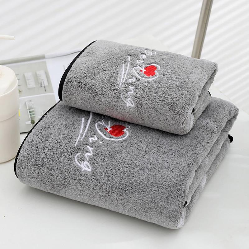 Soft Comfortable Hand Towel, 1 Count Coral Fleece Cozy Bath Towel, Water Absorption Shower Towel for Home Bathroom Washroom