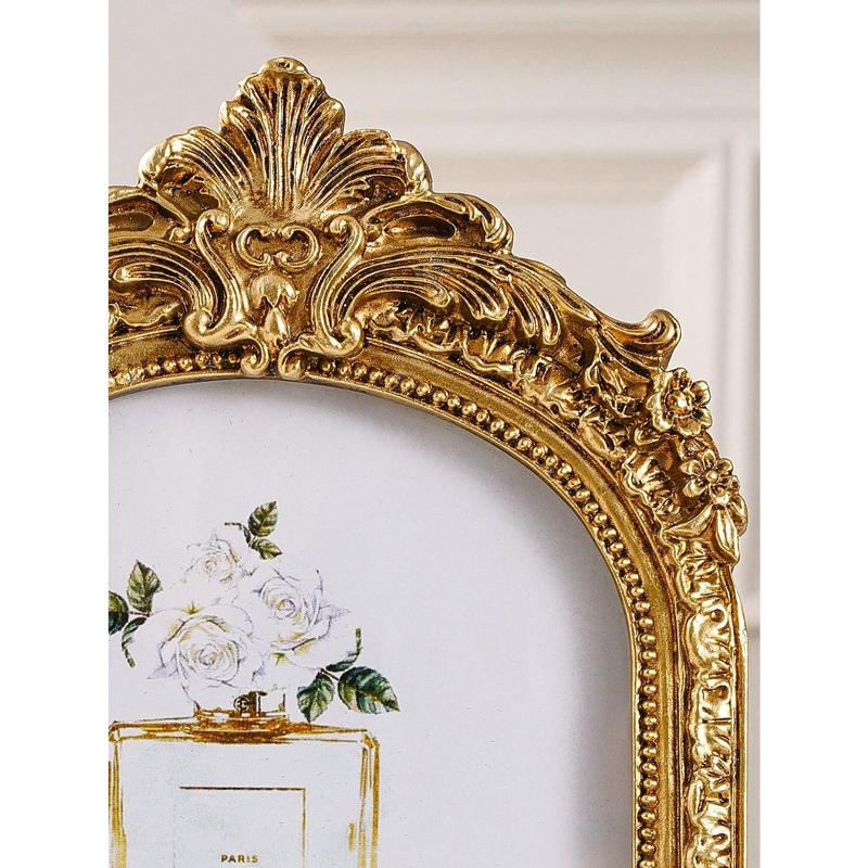 1pc Vintage European Style Gold Curved Frame Decorative Photo Frame, With One Random Inner Paper, For Home Decoration And Picture Display