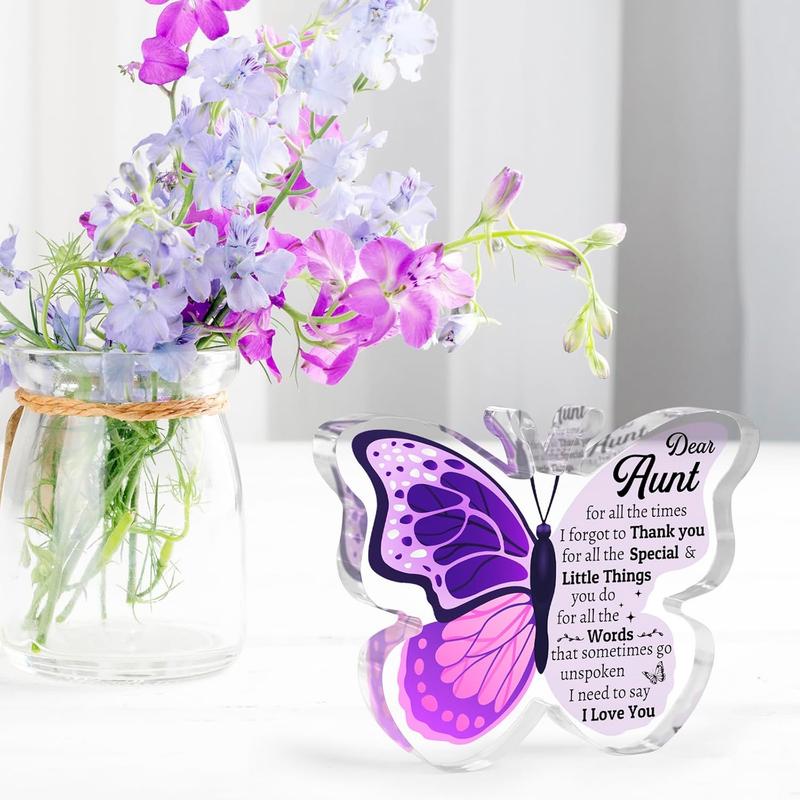 Aunt Gifts - Engraved Butterfly-shaped Acrylic Plaque 3.9x3.3 inch, Best Aunt Ever Gifts, Aunt Birthday Gifts, Gifts for Aunt, Aunt Gifts for Birthday, Birthday Gifts for Aunt, Christmas Gifts for Aunt