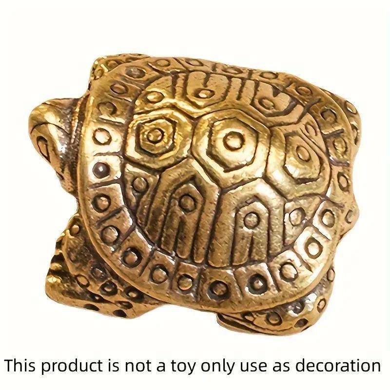 Turtle Design Brass Ornament, 2 Counts Mini Vintage Turtle Statue, Home Desktop Decoration for Living Room Bedroom Office