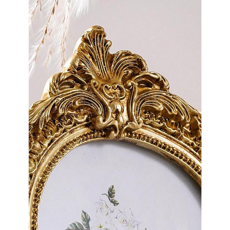 1pc Vintage European Style Gold Curved Frame Decorative Photo Frame, With One Random Inner Paper, For Home Decoration And Picture Display