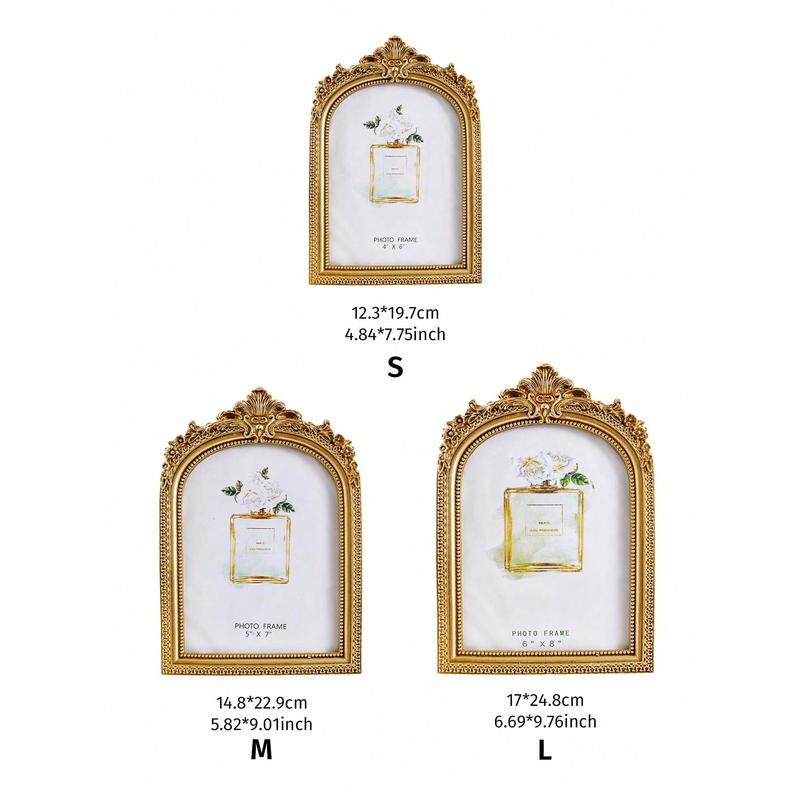 1pc Vintage European Style Gold Curved Frame Decorative Photo Frame, With One Random Inner Paper, For Home Decoration And Picture Display