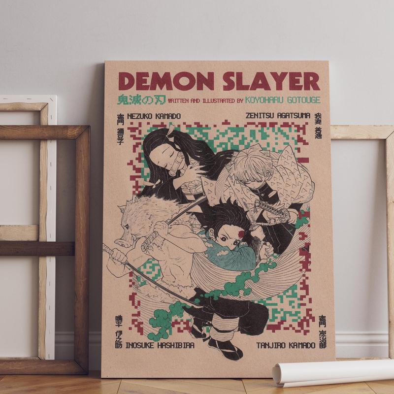 Anime Demon Slayer Nezuko Tanjiro Zenitsu Inosuke Kimetsu No Yaiba Manga Posters (NO FRAME)