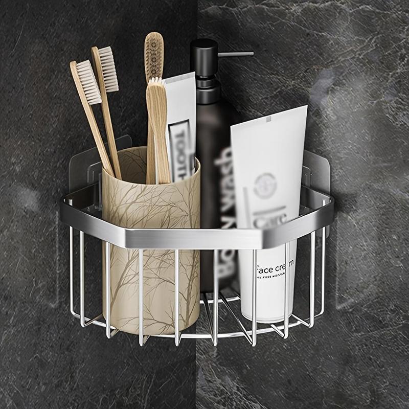 Stainless Steel Kitchen Sink Corner Drain Storage Rack, Wall Mounted Triangle Shaped Multi-function Sponge Storage Rack, Kitchen Storage Organizer, Gift for Summer