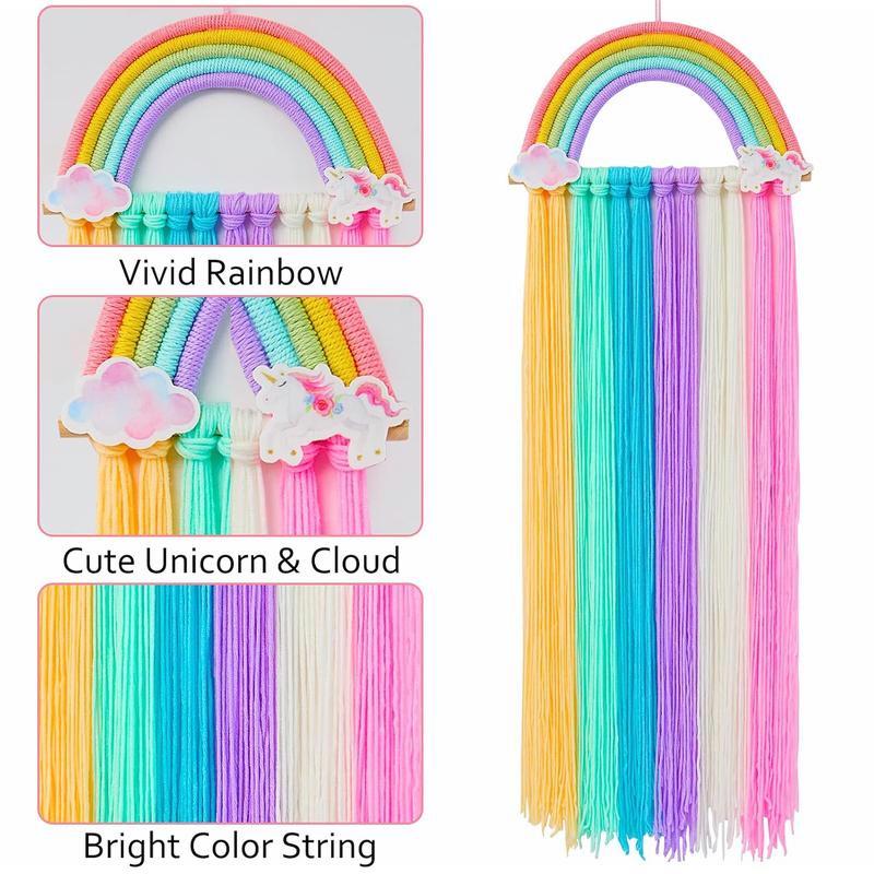 Rainbow Hair Bows Holder & Organizer - Unicorn Clips Storage, Headband Holder! Unicorn Wall Hanging Décor for Girls Room. Decor Felt