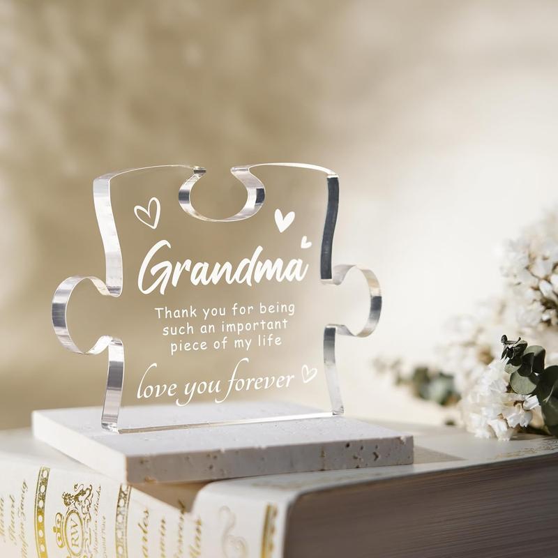 Gifts for Grandma, Grandma Birthday Gifts from Granddaughter Grandson, Christmas Mothers Day Thanksgiving Gifts for Grandma, Best Grandma Gifts Ideas - 4.9 x 3.7 inch Engraved Acrylic Block