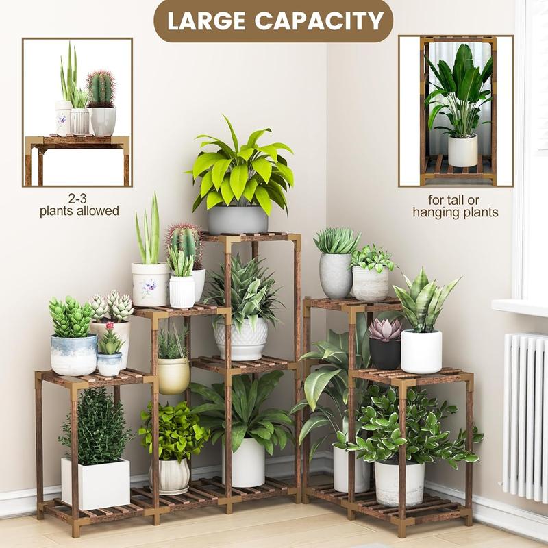 12 Tier Corner Plant Stand with Grow Lights for Multiple Plants, Tiered Plant Shelf Indoor Plant Holder Rack Flower Stand for Living Room Balcony Patio Porch Garden