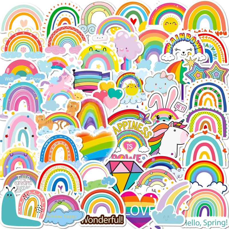 Pride Rainbow Pattern Stickers, 50pcs Creative Multi-purpose Stickers, for DIY Craft Decoration And Hand Account