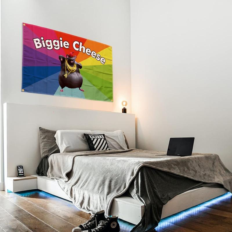 MURCAL Big Cheese Meme Tapestry Banner Flag For Room College Decor Room Backdrop Poster Fashion Art Home Decor  3 * 5FT