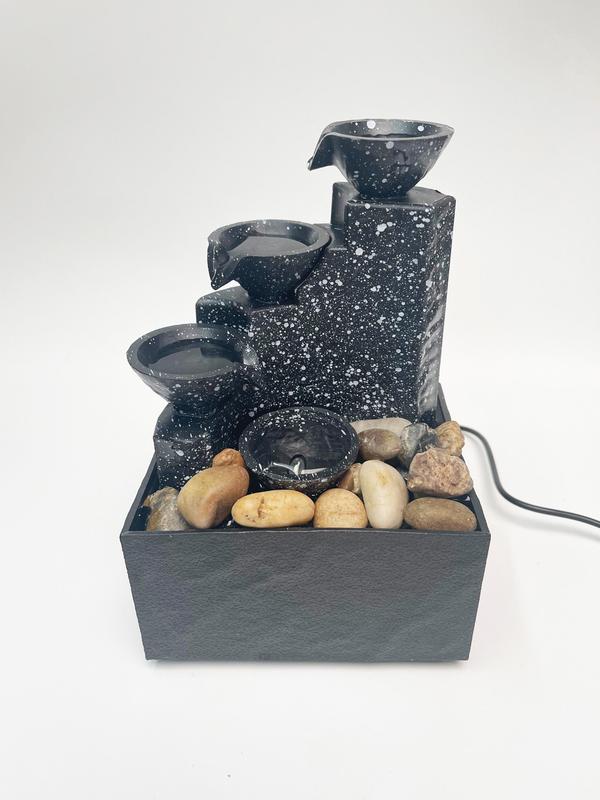 Tabletop Fountain, Desktop USB Small Water Fountains with Irregular Stones and Decorative LED Lights