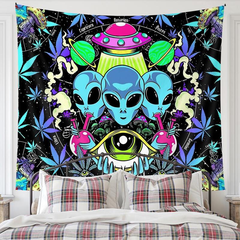 Cool Alien Pattern Tapestry, Modern Wall Hanging, Wall Tapestry for Home Living Room Bedroom, Halloween Decor