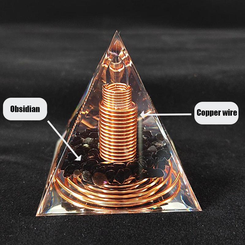 Pyramid Shaped Artificial Crystal Column, 1 Count Creative Handmade Spiral Line Pyramid Ornament, Home Desktop Decoration for Living Room Bedroom Office