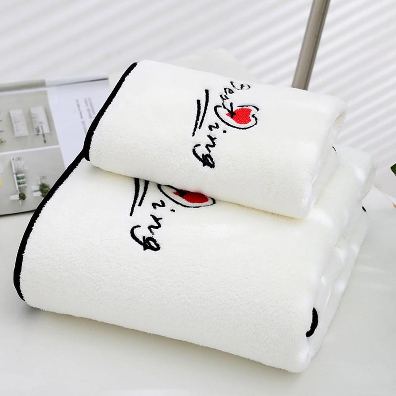 Soft Comfortable Hand Towel, 1 Count Coral Fleece Cozy Bath Towel, Water Absorption Shower Towel for Home Bathroom Washroom