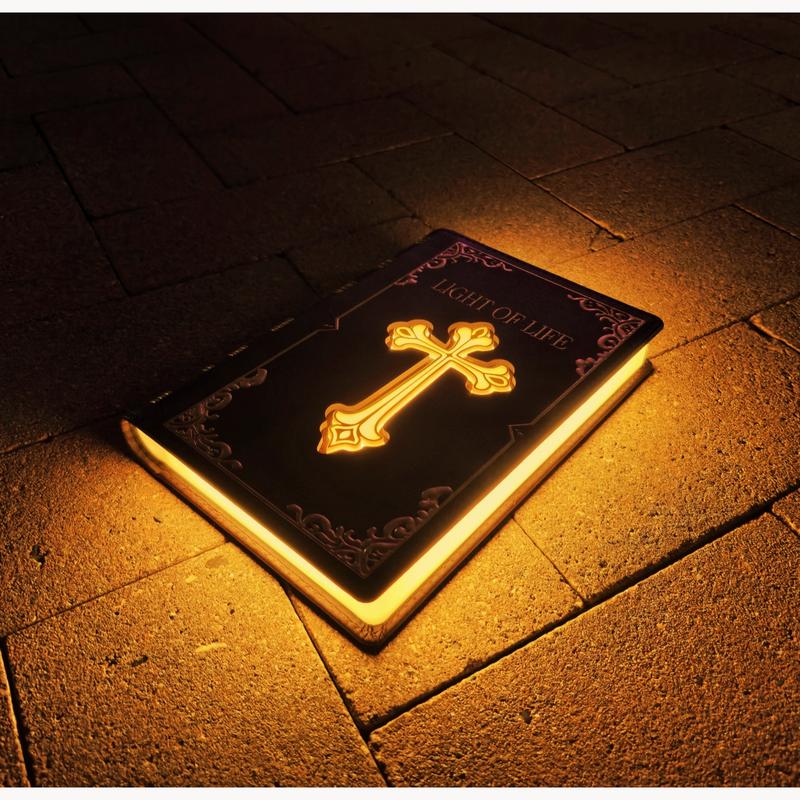 Coconano light of Life, Bible Book light, Jesus Cross Night light, Rechargeable christian Lamp with Remote, Religious Gifts, christmas Black friday.