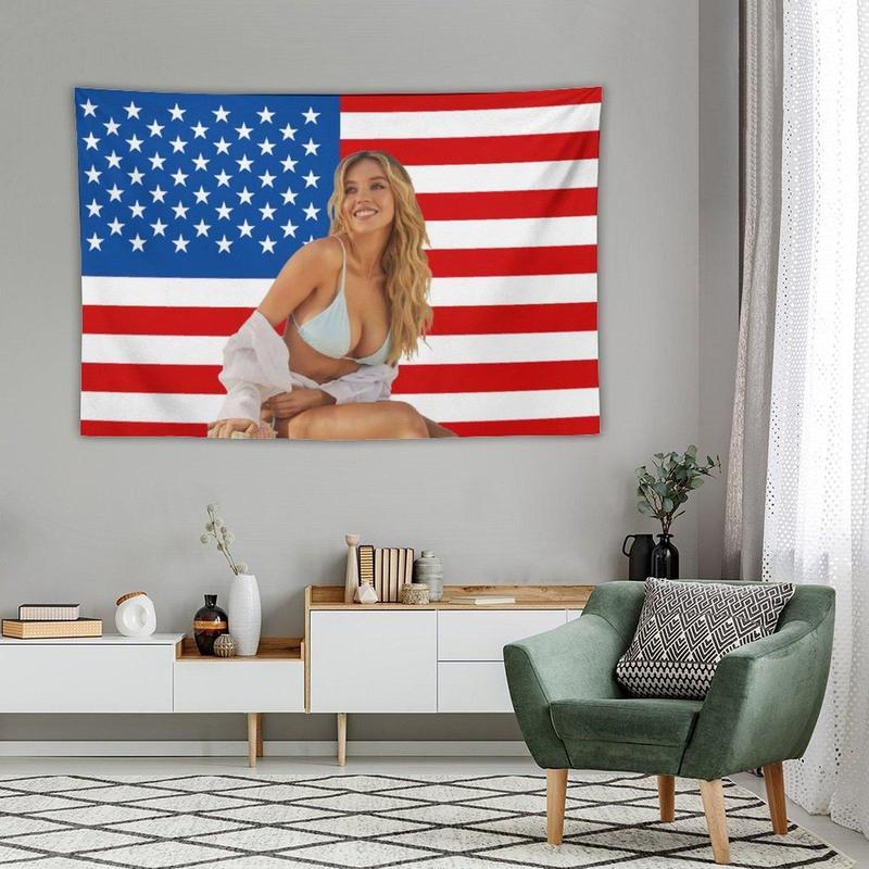 Sydney Star Sweeney American Funny Tapestry  Poster for Youth Dormitory Men's Den Bedroom Living Room Bedroom Decoration