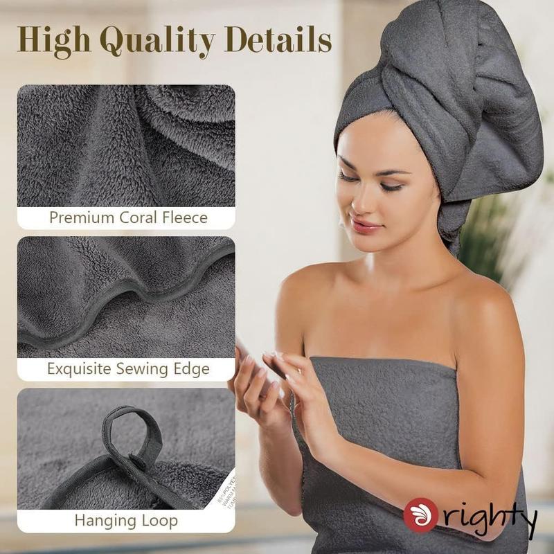 Microfiber Bath Towels Pack of 2(27'' x 54'') - Soft Feel, Highly Absorbent, Quick Drying for Body, Sport, Yoga, SPA, Fitness - Grey Cotton Shower