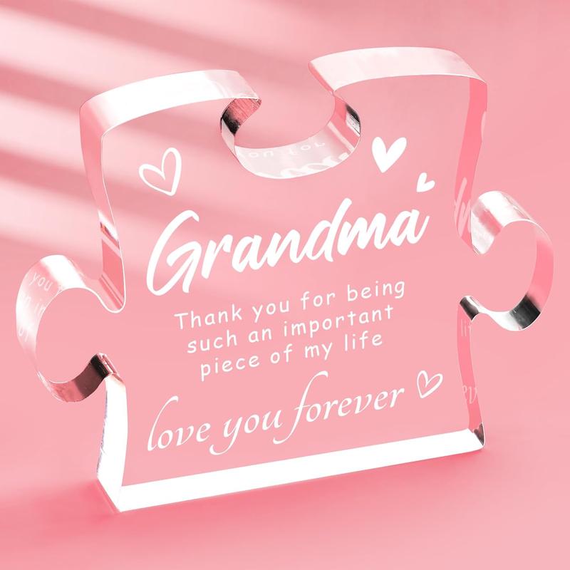 Gifts for Grandma, Grandma Birthday Gifts from Granddaughter Grandson, Christmas Mothers Day Thanksgiving Gifts for Grandma, Best Grandma Gifts Ideas - 4.9 x 3.7 inch Engraved Acrylic Block