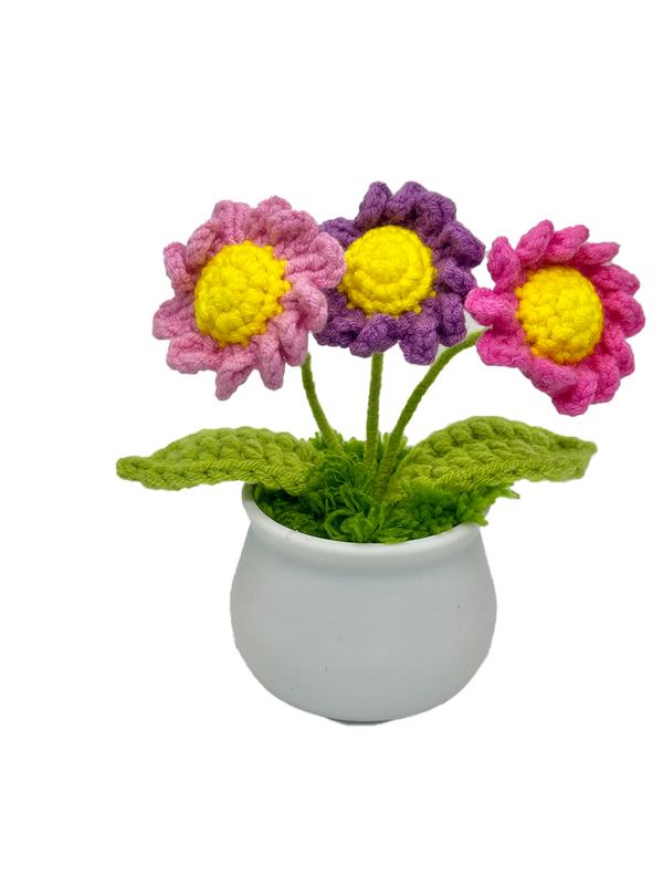 Crocheted flower pot for home decoration, center piece, gift for friends and family Decorative flower centerpiece Multicoloured plants & Ornaments