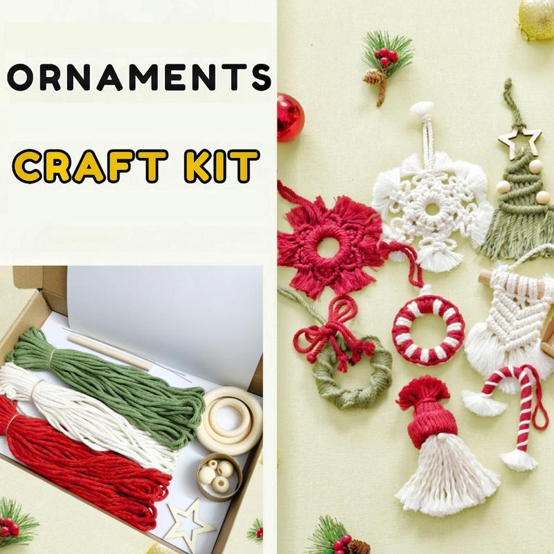 Macrame Ornament Craft Kit, 1 Set DIY Christmas Decor Craft Kit, Art Kits for Adults, Home Decor Craft, Modern Christmas, Rustic Farmhouse