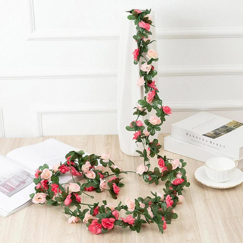 2Pcs 16.4Ft Flower Garland Artificial Rose Vines for Bedroom, artificial ferns for outdoors,Cute Fake Hanging Flower Vines Floral Garland Decorations for Wedding Party Wall Room Decor Aesthetic Decorative Fruit Plants Ornaments