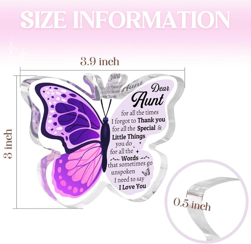 Aunt Gifts - Engraved Butterfly-shaped Acrylic Plaque 3.9x3.3 inch, Best Aunt Ever Gifts, Aunt Birthday Gifts, Gifts for Aunt, Aunt Gifts for Birthday, Birthday Gifts for Aunt, Christmas Gifts for Aunt