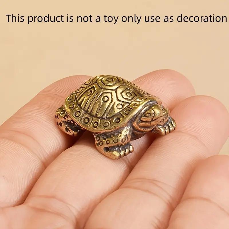 Turtle Design Brass Ornament, 2 Counts Mini Vintage Turtle Statue, Home Desktop Decoration for Living Room Bedroom Office