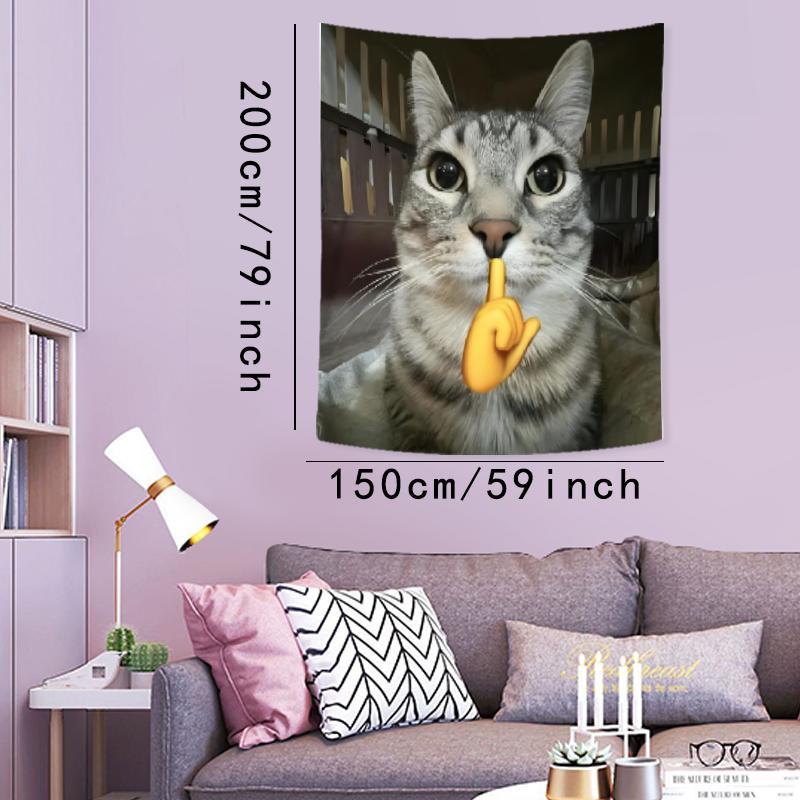 Funny Cat Pattern Tapestry, 1 Count Aesthetic Wall Hanging Decor, Wall Art for Home Living Room Bedroom Office Decor, Home Decor Accessories