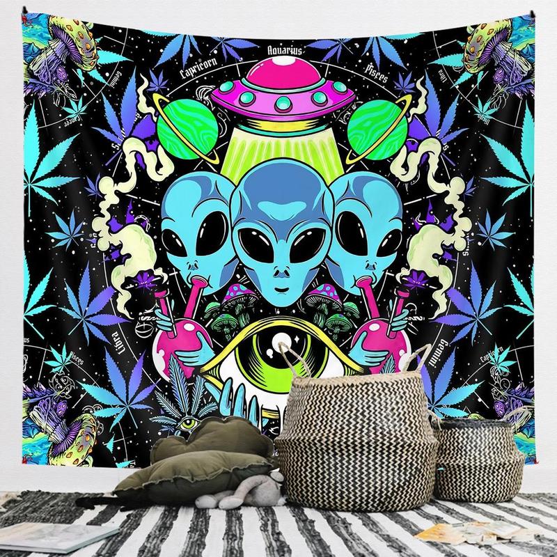 Cool Alien Pattern Tapestry, Modern Wall Hanging, Wall Tapestry for Home Living Room Bedroom, Halloween Decor