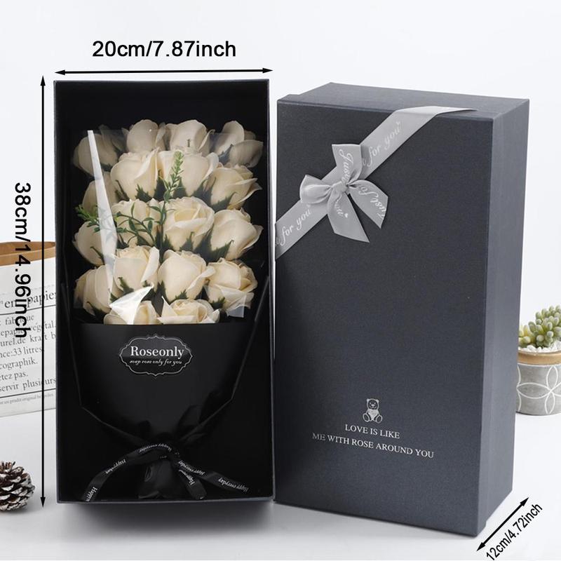 Handmade 1 Count 18 Roses Artificial Flower Bouquet Gift Box - Eternal Flowers Gift Box for Valentine's Day, Mother's Day, Christmas & Birthdays - Perfect for Home Decor, Wedding & Special Occasions