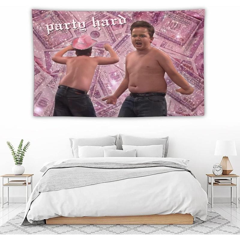 Party Hard Gi-by Funny Tapestry 3x5Ft Tapestry Funny Meme Flag Wall Hanging Window Design for Bedroom Gift Home Man Cave Decor