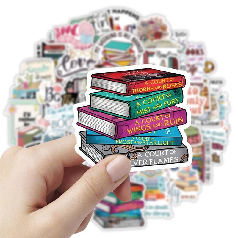 Bookish Themed Sticker, 50pcs set Waterproof Self Adhesive Decor Paper, Decor Sticker for Gift Greeting Card Water Bottle Laptop Phone