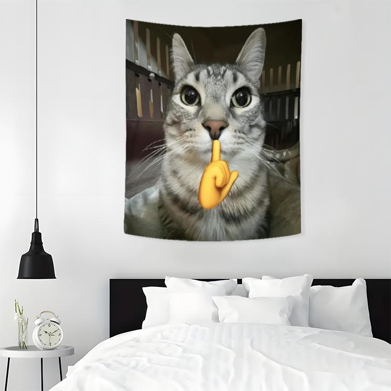 Funny Cat Pattern Tapestry, 1 Count Aesthetic Wall Hanging Decor, Wall Art for Home Living Room Bedroom Office Decor, Home Decor Accessories