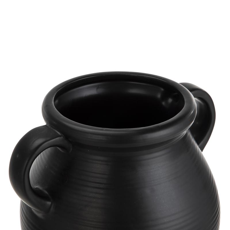 Better Homes & Gardens Classic Black Ceramic Tabletop Vase with Ribbed Finish