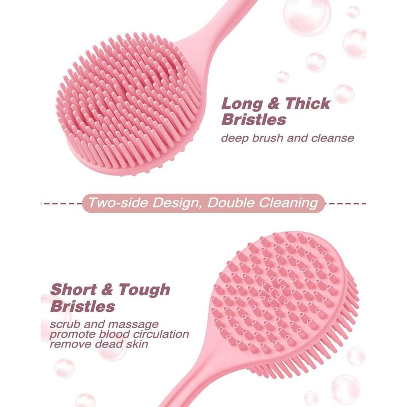 Silicone Back Scrubber (Thick Bristles) & Bath Glove & Face Brush Set(3PCS), Super-Exfoliating & Lathering Body Scrubber, Shower Brush, Face Scrubber Combination, with a Free Hook.(Black) sponge baby