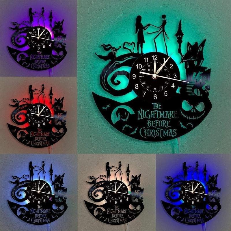 The Nightmare Before Christmas Vinyl Record Wall Clock LED Light 12