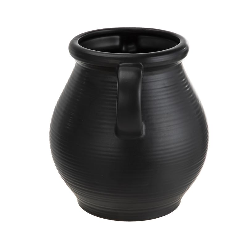 Better Homes & Gardens Classic Black Ceramic Tabletop Vase with Ribbed Finish