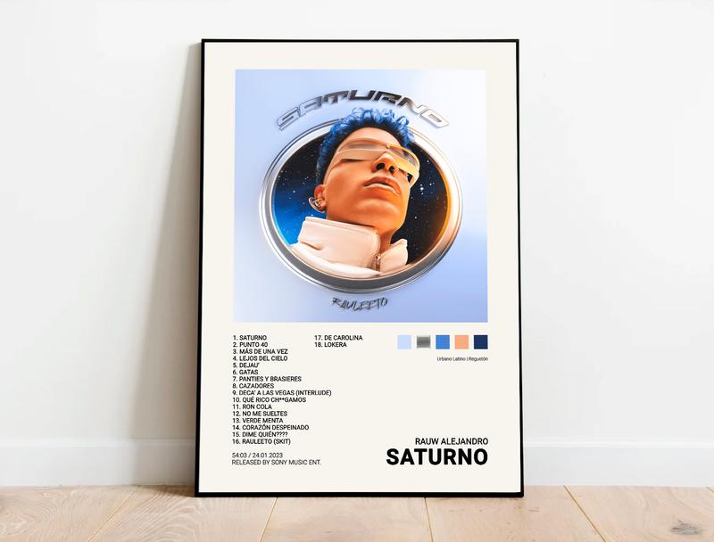 RAUW ALEJANDRO   SATURNO , Album Cover, Poster, Home Decor, Reggaeton Poster No Frame 