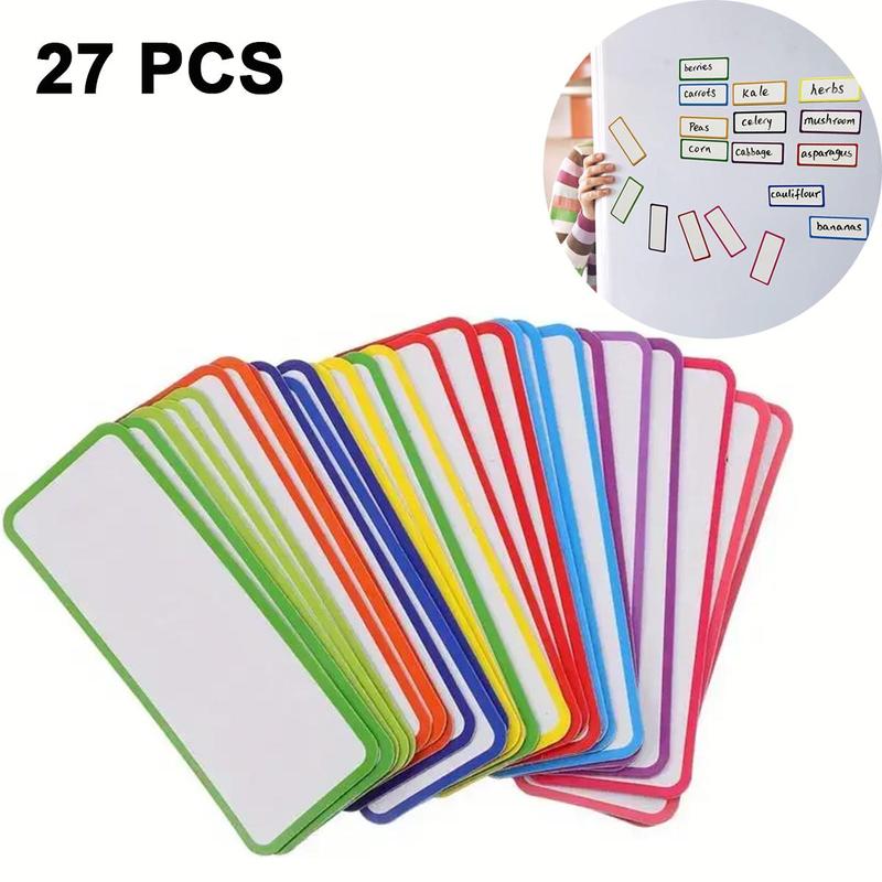 Magnetic Whiteboard Refrigerator Magnets, 27pcs set Erasable Magnetic Whiteboard Sticker, Reusable Magnetic Labels for Home Office School