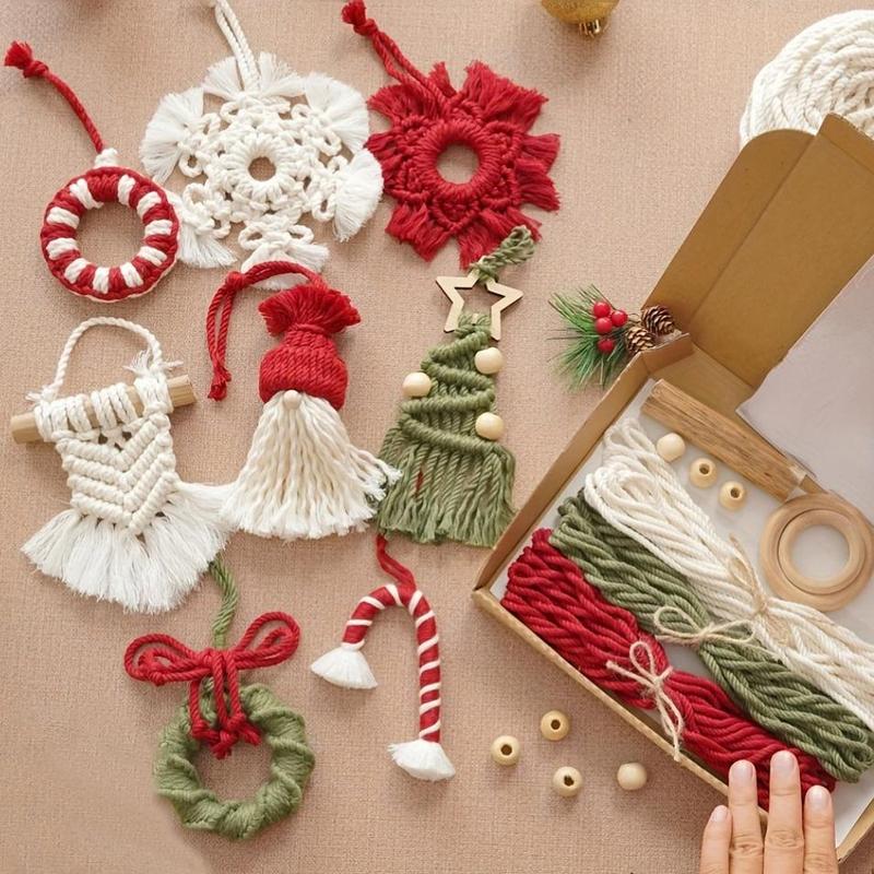 Macrame Ornament Craft Kit, 1 Set DIY Christmas Decor Craft Kit, Art Kits for Adults, Home Decor Craft, Modern Christmas, Rustic Farmhouse