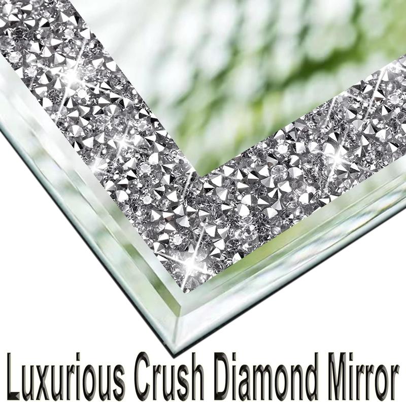 2 count Crystal Rhinestone Diamond Makeup Mirror.Cute and Portable Desktop Mirror with Braces.Accent Decorative Mirror for Travel Vanity Table Bedroom10x12