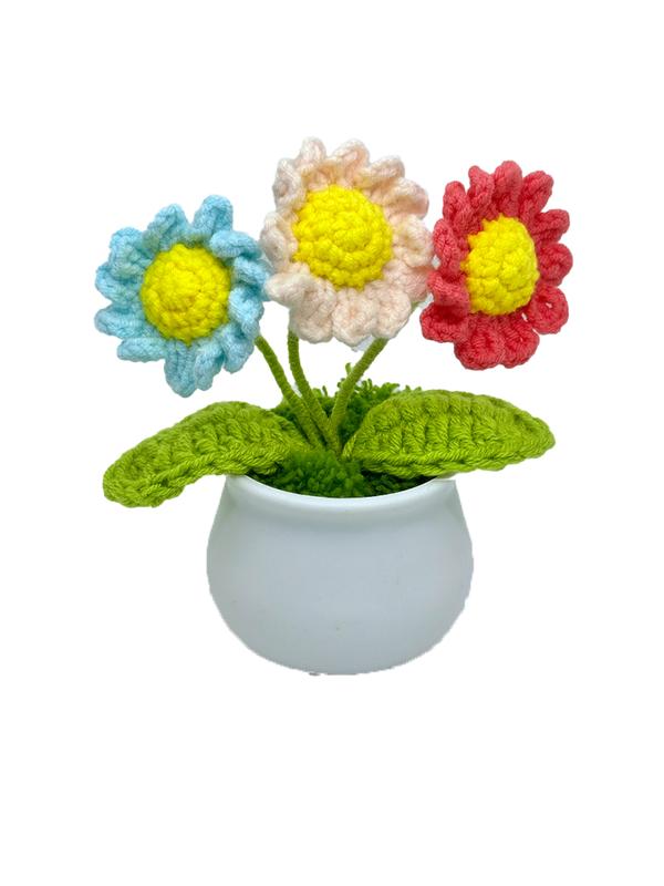 Crocheted flower pot for home decoration, center piece, gift for friends and family Decorative flower centerpiece Multicoloured plants & Ornaments