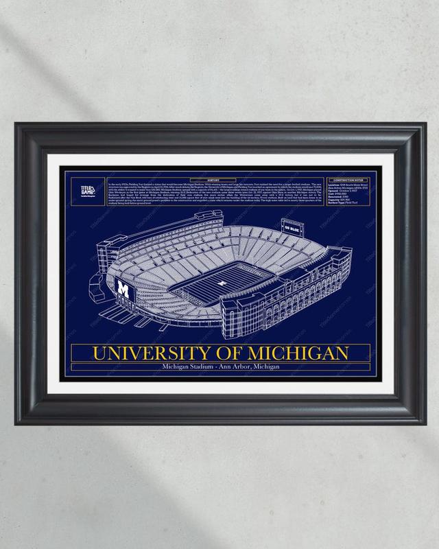 University of Michigan Wolverines Michigan Stadium Blueprint Football Print